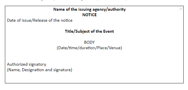 Contoh Notice dalam Bahasa Inggris