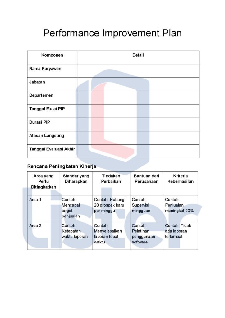 performance improvement plan