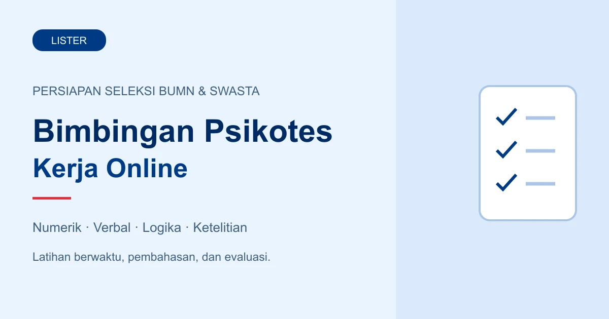 Ilustrasi latihan psikotes kerja: numerik, verbal, logika, dan ketelitian